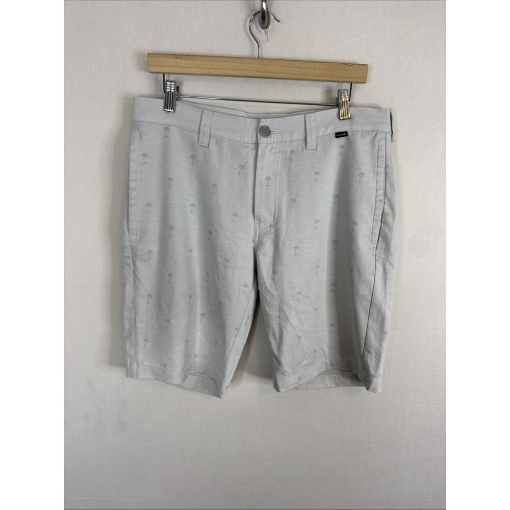 Travis Mathew Golf Shorts Mens 32 Gray Palm Tree Print Performance Stretch